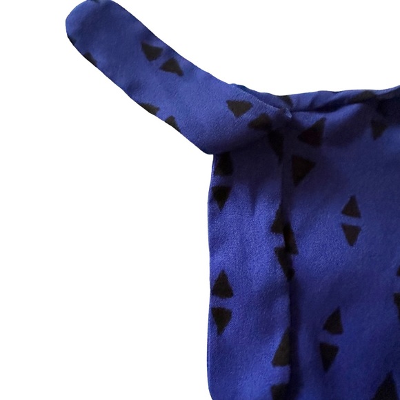 Apt 9 Blue Black Geometric Print Cold Shoulder Box Top Blouse Size Petite Large - Picture 2 of 5